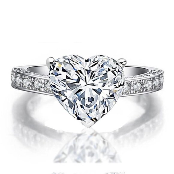💥 Sweet Crystal Clear CZ Heart Lovely Diamonds Heart Rings for Women, PD693 - Picture 1 of 7